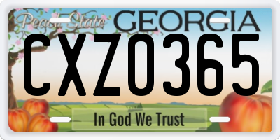 GA license plate CXZ0365