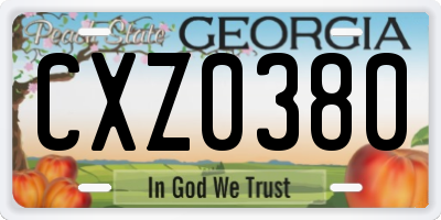GA license plate CXZ0380