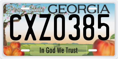 GA license plate CXZ0385