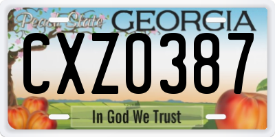GA license plate CXZ0387