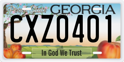 GA license plate CXZ0401