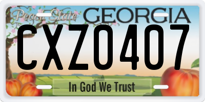 GA license plate CXZ0407