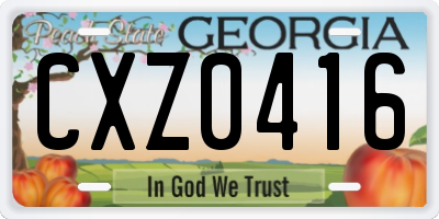 GA license plate CXZ0416