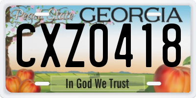 GA license plate CXZ0418