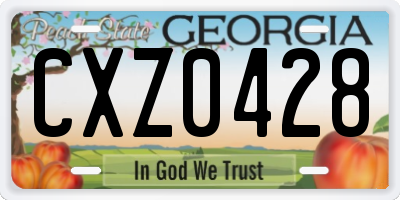GA license plate CXZ0428