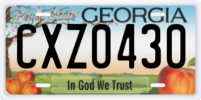 GA license plate CXZ0430