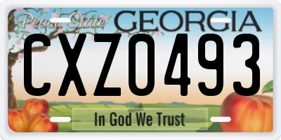 GA license plate CXZ0493