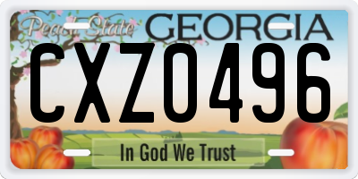 GA license plate CXZ0496