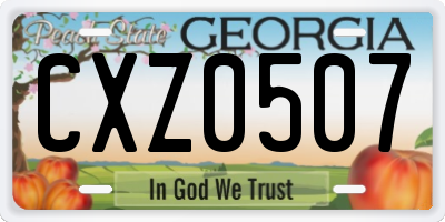 GA license plate CXZ0507