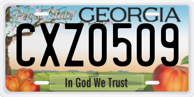 GA license plate CXZ0509