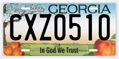 GA license plate CXZ0510