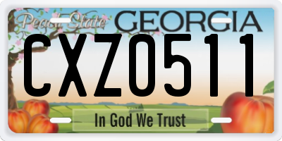 GA license plate CXZ0511