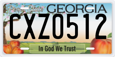 GA license plate CXZ0512