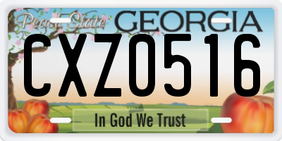 GA license plate CXZ0516