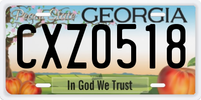 GA license plate CXZ0518