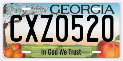 GA license plate CXZ0520