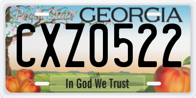 GA license plate CXZ0522