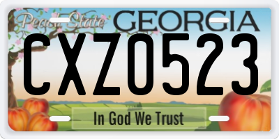 GA license plate CXZ0523