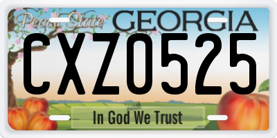 GA license plate CXZ0525