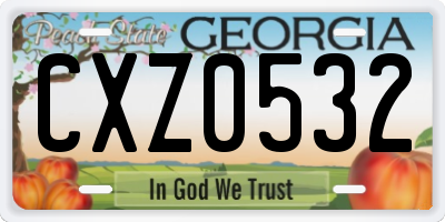 GA license plate CXZ0532