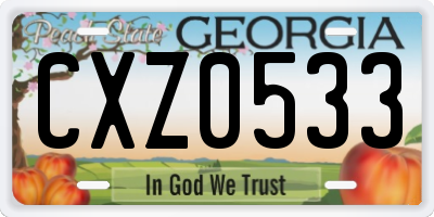 GA license plate CXZ0533