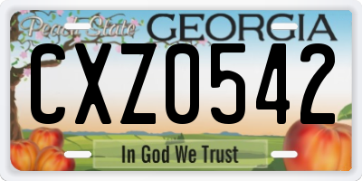 GA license plate CXZ0542