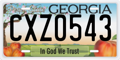 GA license plate CXZ0543