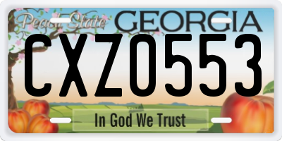 GA license plate CXZ0553