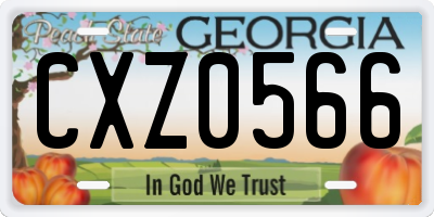 GA license plate CXZ0566