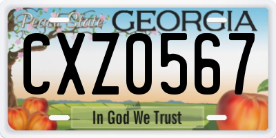 GA license plate CXZ0567