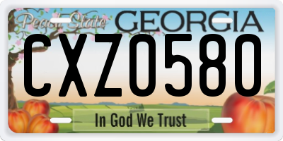 GA license plate CXZ0580