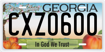 GA license plate CXZ0600