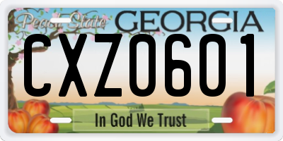 GA license plate CXZ0601