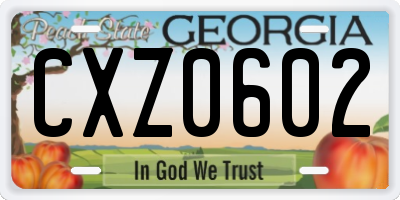 GA license plate CXZ0602