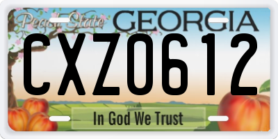 GA license plate CXZ0612