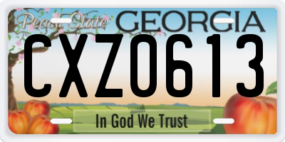 GA license plate CXZ0613