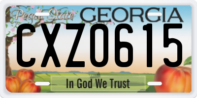 GA license plate CXZ0615