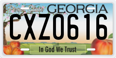 GA license plate CXZ0616