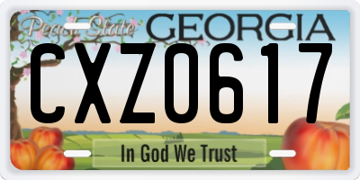 GA license plate CXZ0617