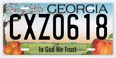 GA license plate CXZ0618
