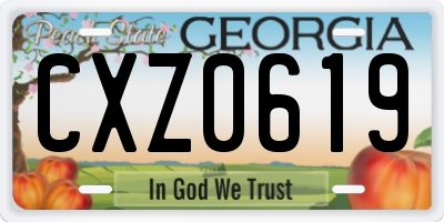 GA license plate CXZ0619