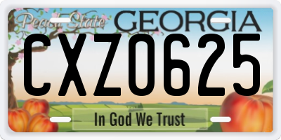 GA license plate CXZ0625