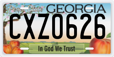 GA license plate CXZ0626