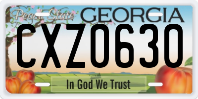 GA license plate CXZ0630