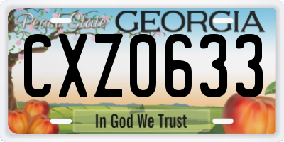 GA license plate CXZ0633