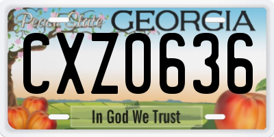 GA license plate CXZ0636