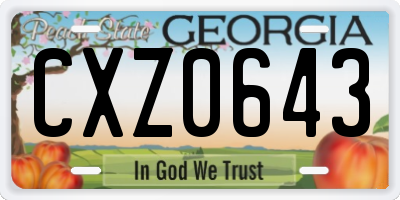 GA license plate CXZ0643