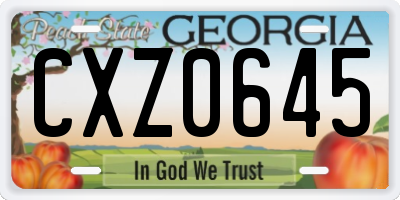 GA license plate CXZ0645