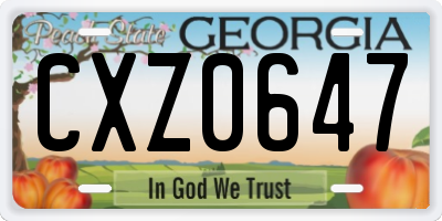 GA license plate CXZ0647