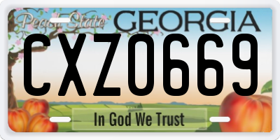 GA license plate CXZ0669